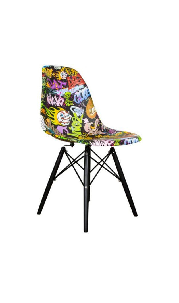 Roomfactory SD Wood Graffiti stolička - výpredaj skladu