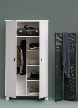 Woood Ties drevená skriňa do spálne - Biela | Roomfactory