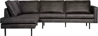BePureHome Rodeo kožená rohová sedačka - Čierna, Ľavá