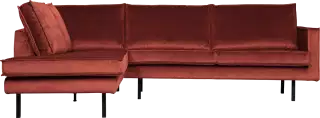BePureHome Rodeo zamatová rohová sedačka - Červená, Ľavá