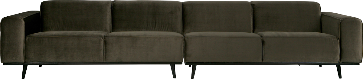 BePureHome Statement XL 372 cm veľká zamatová sedačka - Khaki