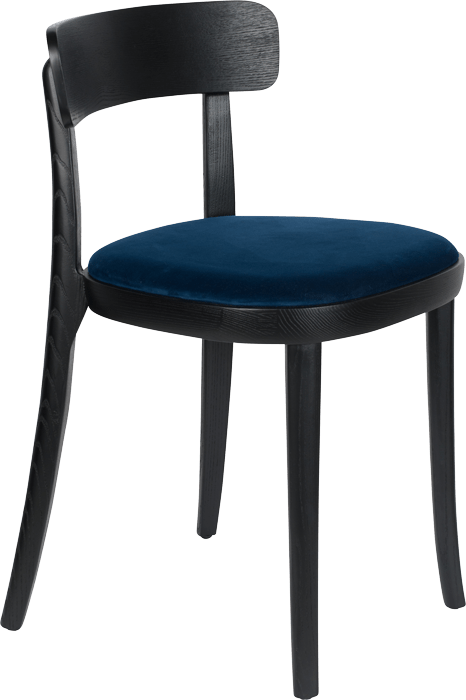 Dutchbone Brandon drevená stolička so zamatom - Modrá