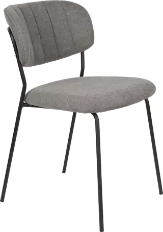 WL-Living Jolien čalúnená stolička s kovovým rámom - Sivá, Bez podrúčok