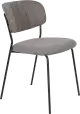 WL-Living Jolien čalúnená stolička s kovovým rámom - Sivá, Bez podrúčok