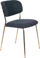 WL-Living Jolien čalúnená stolička s kovovým rámom - Modrá, Bez podrúčok