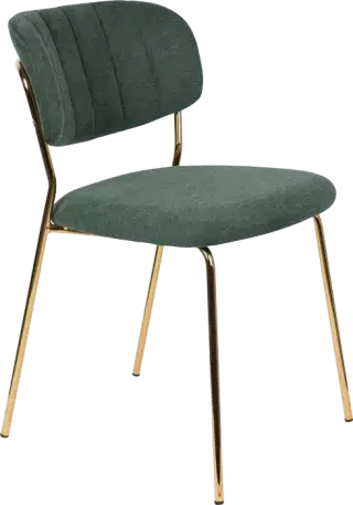 WL-Living Jolien čalúnená stolička s kovovým rámom - Zelená, Bez podrúčok