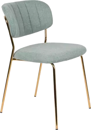 WL-Living Jolien čalúnená stolička s kovovým rámom - Mintová, Bez podrúčok
