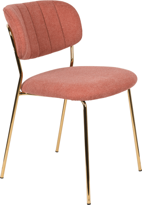 WL-Living Jolien čalúnená stolička s kovovým rámom - Ružová, Bez podrúčok