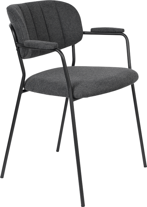 WL-Living Jolien čalúnená stolička s kovovým rámom - Čierna, S podrúčkami