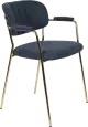WL-Living Jolien čalúnená stolička s kovovým rámom - Modrá, S podrúčkami