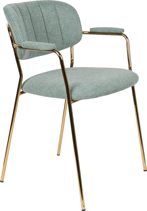 WL-Living Jolien čalúnená stolička s kovovým rámom - Mintová, S podrúčkami