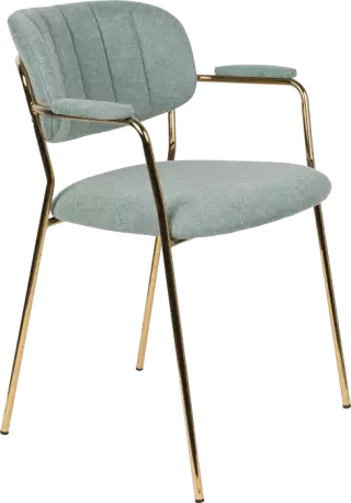 WL-Living Jolien čalúnená stolička s kovovým rámom - Mintová, S podrúčkami