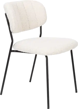 WL-Living Jolien čalúnená stolička s kovovým rámom - Biela, Bez podrúčok