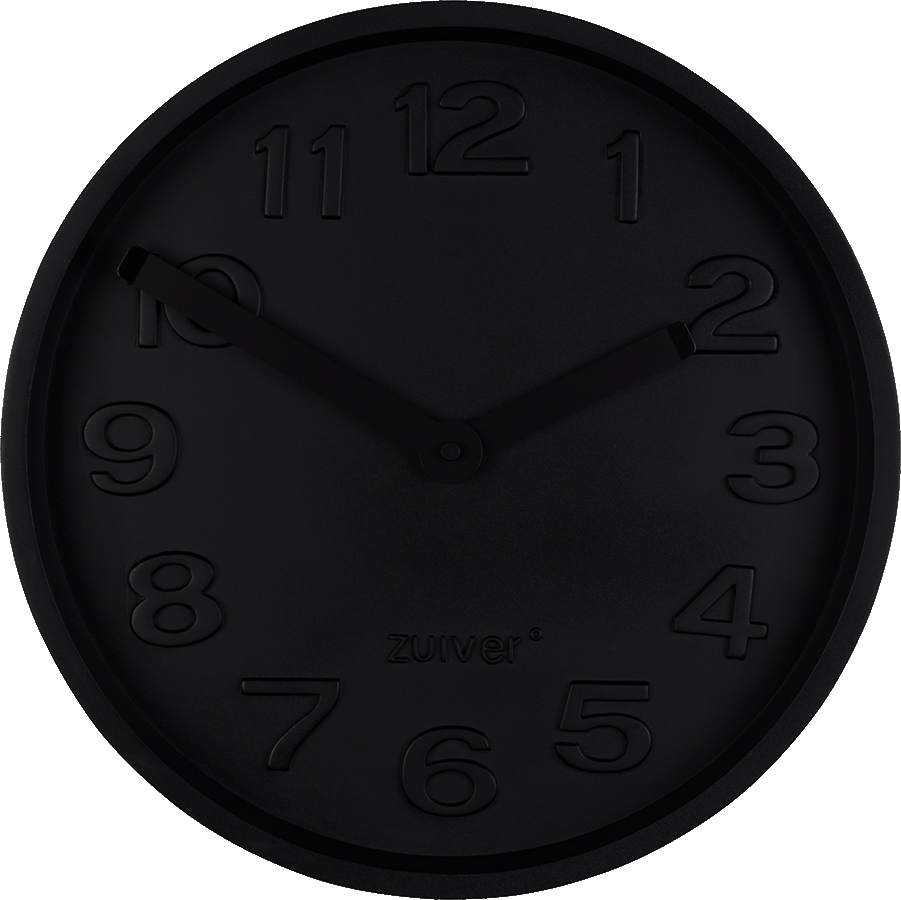 Zuiver Concrete nástenné hodiny - Čierna + čierna