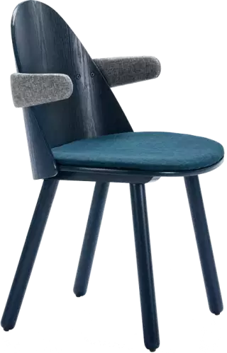 Teulat Uma drevené stoličky - Modrá, S podrúčkami