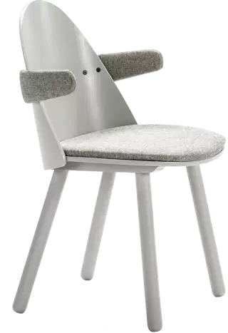 Teulat Uma drevené stoličky - Sivá, S podrúčkami