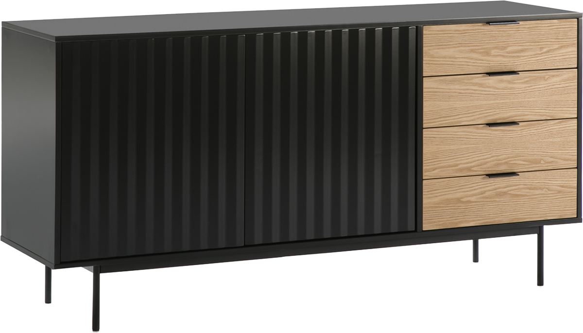 Teulat Sierra drevená komoda so zásuvkami - Čierna - 160 cm