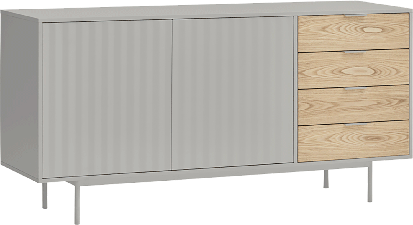 Teulat Sierra drevená komoda so zásuvkami - Sivá - 160 cm