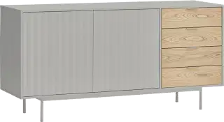 Teulat Sierra drevená komoda so zásuvkami - Sivá - 160 cm