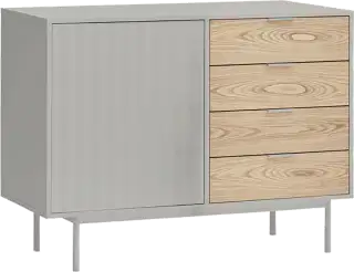 Teulat Sierra drevená komoda so zásuvkami - Sivá - 108 cm