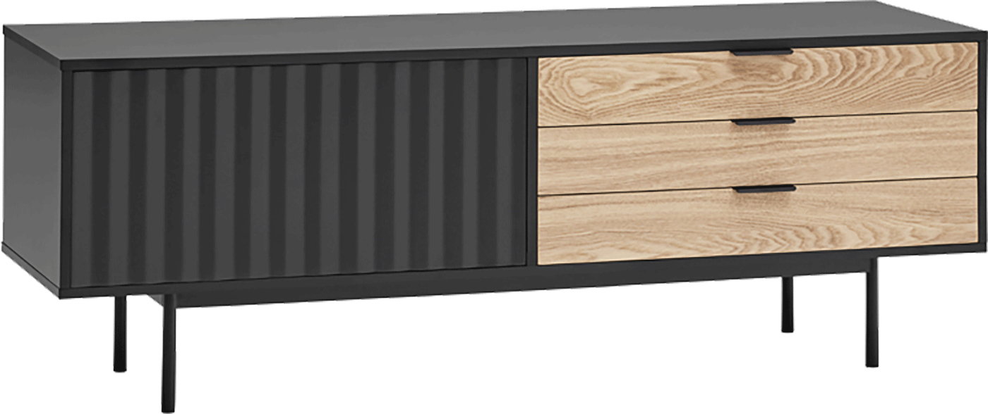Teulat Sierra skrinka pod tv so zásuvkami - Čierna - 140 cm